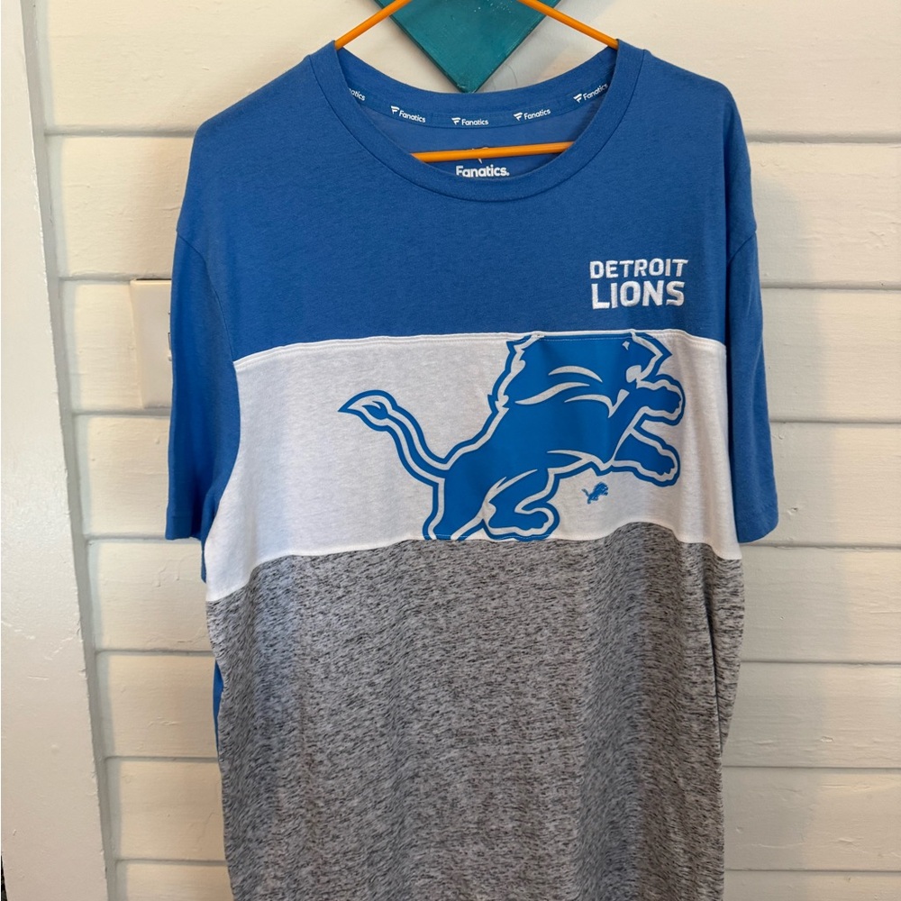 Fanatics Detroit Lions Blue and Gray Shirt
